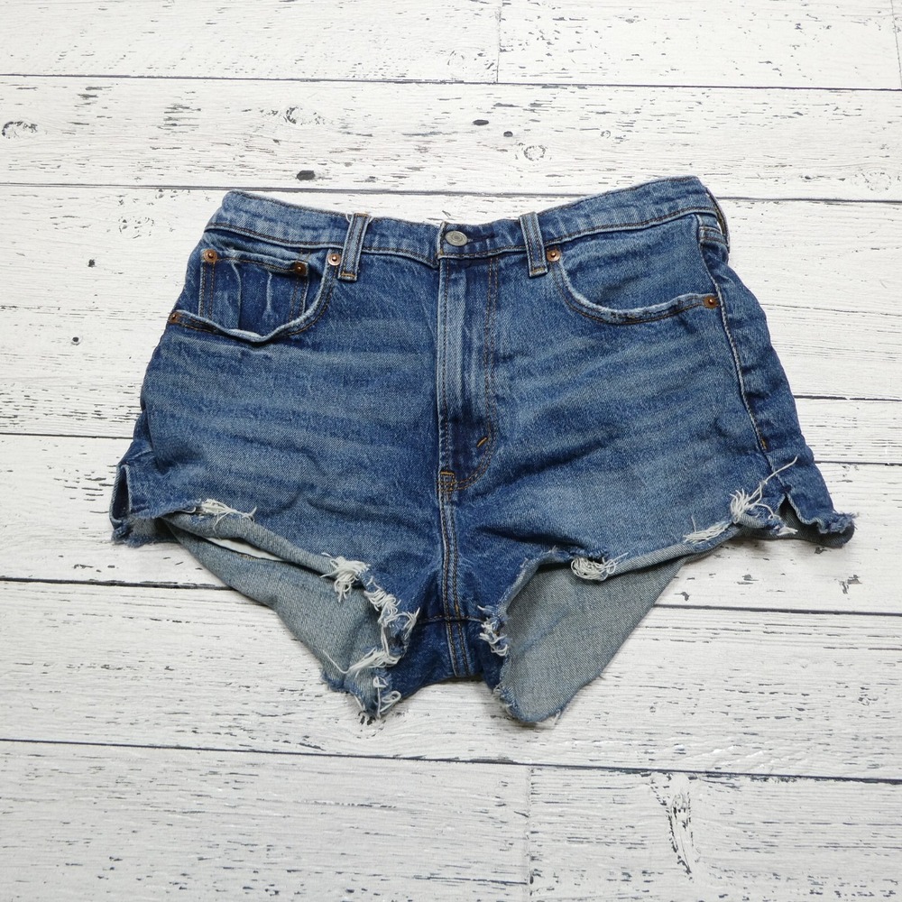 Abercrombie & Fitch The Mom Short High Rise Denim Hot Pants Distressed Size 28/6